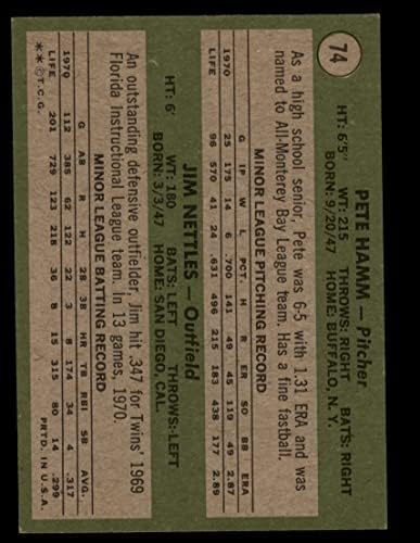 1971 Топпс 74 Близначки дебитанти Пит Хам/Jimим Нетлс Минесота Близнаци екс/МТ близнаци