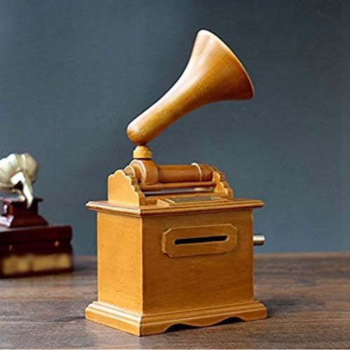 XJJZS Музичка кутија Дрвена рачно обележана фонографска музичка кутија ， дрвени занаети Ретро роденденски подарок гроздобер