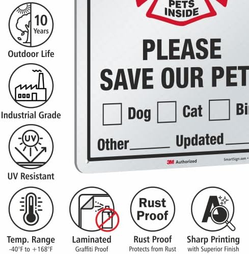 SmartSign 14 x 10 инчи „Миленичиња внатре - Ве молиме зачувајте ги нашите миленичиња“ за пишување метал знак, 40 мил. Алуминиум,