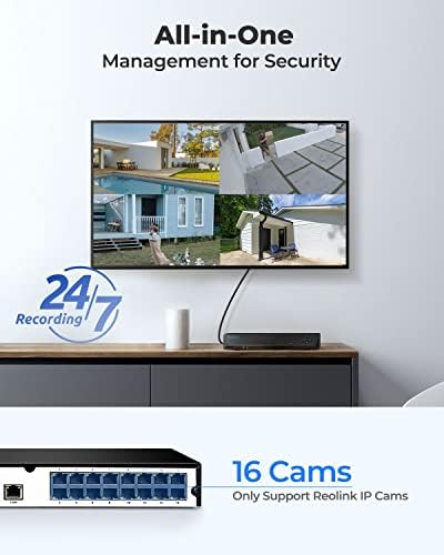 Reolink 4K POE Security Camera Camera, IP камера во ултра широк агол од 180 °, Напредно откривање на АИ, 1800 лумен поплави, 4x