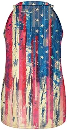 На 4 -ти јули резервоарот за кошули врвови за жени во САД знамето лето обични маички без ракави starsвезди шарени патриотски резервоар