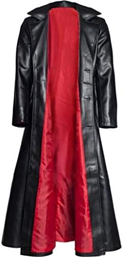 Менс ретро кожа гроздобер ров со долги палто ров Steampunk готска јакна Овер -палто моден кожен готски готски