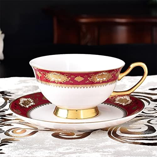 Jydbrt 15 парчиња коска Кина црвени налепници кафе сет модерен сет за чај од порцелански чај