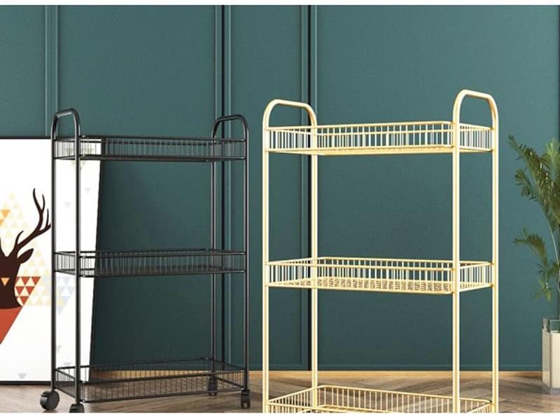 Стекнете количка решетка за дневна соба за складирање бања кујна подни решетки со тркала