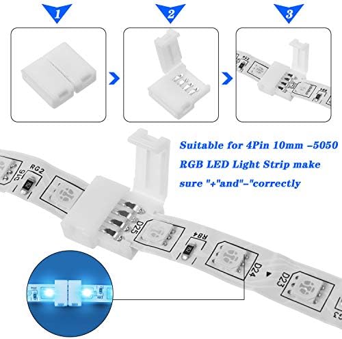 30 парчиња RGB LED лента конектор Комплетен комплет, 4 пински 10 mm Gapless безделен адаптер продолжение компатибилен со SMD