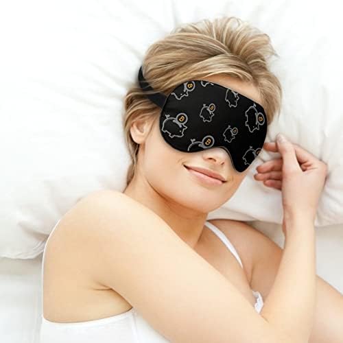 Bitcoin Piggy Bank Sleepe Eye Mask Mask Eye Shade со прилагодлива лента за слепите за патувања за авиони