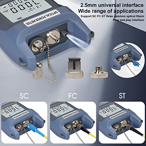 Тестер за оптички влакна, детектор на кабел со оптички влакна со чувствителна функција за калибрација на чипови за FC/SC/ST Универзален