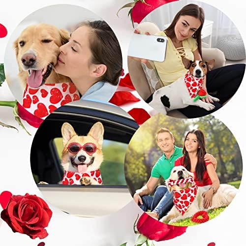 Денот На вљубените Куче Џвакање Играчки Бандана Сет 4 Пакет Валентин Ден Роуз Куче Играчка Писклив Кадифен Играчка Во Облик На Срце