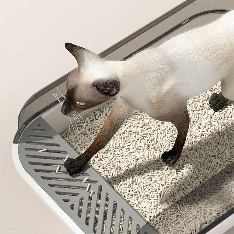 Дхдм Кутија За Отпадоци За Мачки Со Голем Капацитет Полузатворена Пластична Кутија За Песок За Мачки Тоалет За Миленичиња Против