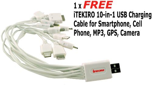 Itekiro AC Wall DC Car Battery Chit Chit за Panasonic DMC-FS4PR + Itekiro 10-во-1 USB кабел за полнење