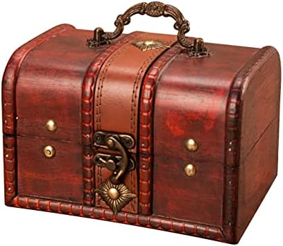 Кабајк богатство кутија за градите Антички декоративни накит Организатор кутија со мини метално заклучување за складирање на