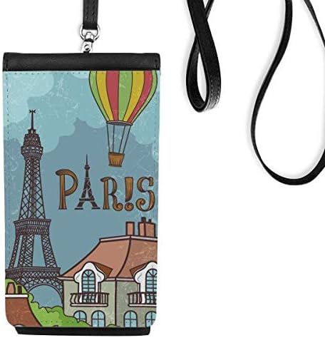 Париз оган балон Франција Ајфел кула Телефонска чанта чанта што виси мобилна торбичка црн џеб