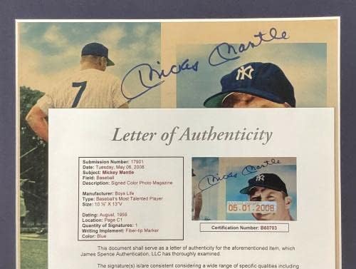 Mickey Mantle потпиша фотографија 9x9 New York Yankees HOF Autograph 7x WSC JSA врамени - автограмирани фотографии од MLB