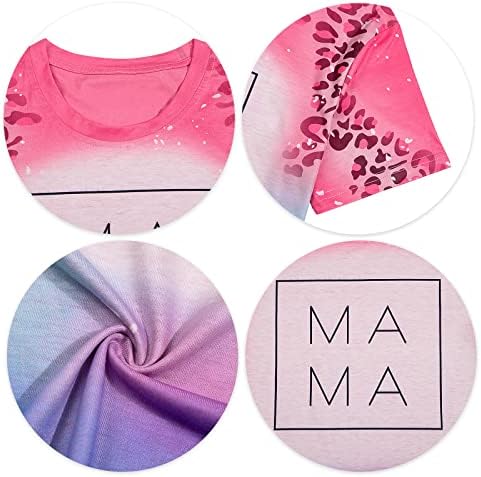 Врза за боја, жени жени мама живот маица мама буква печатена облека обични кратки ракави маички врвови