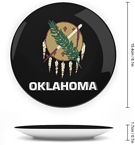 Знаме на Оклахома Коска Кина Декоративна чинија Керамички плочи занает со приказ за украси за внатрешни работи