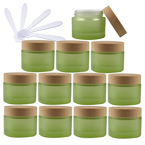 Dlibuy 6 парчиња празни 50 ml зелено стакло козметички тегли со капакот на завртката 50g мали контејнери со внатрешен заптивка за домашна