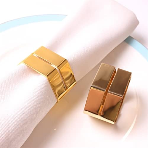 Ganfanren 6pcs метал салфетка прстен хотел сет трпезариска маса златна салфетка тока вака свадбени материјали