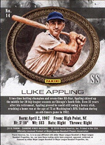 2018 Панини дијамантски кралеви 14 Лука Апликација на бејзбол картичка во Чикаго Вајт Сокс