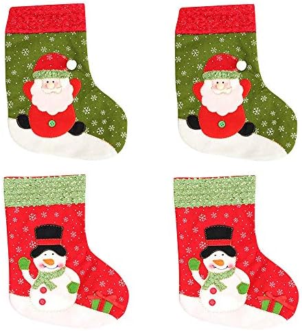 К -ingингкелаи Божиќно порибување Санта снежен човек за подароци за картички за подароци што висат чорапи за подароци, 4 пакувања