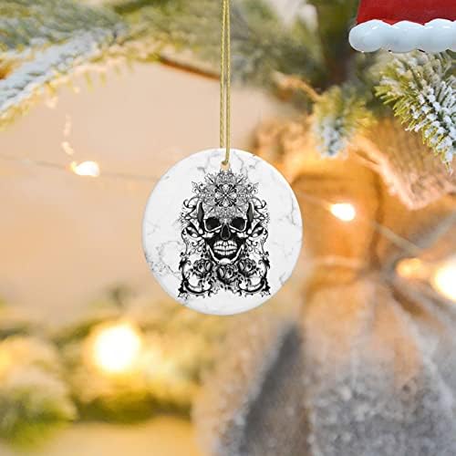Божиќни украси на черепот за шеќер кружни керамички висечки украси за украси