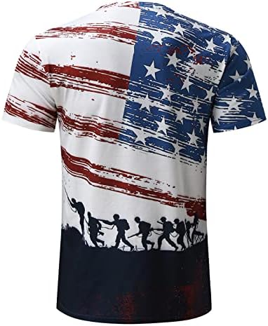 Резервоар за мажи за мажи дигитална ракав за вратот Независност Кратка мажи Обична тркалезна кошула лето 3Д ден врвна мода