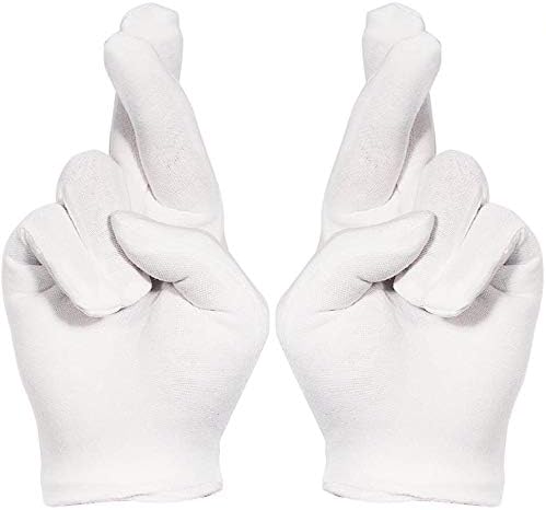 Селизо 12 Пара Бели Памучни Ракавици За Козметички Навлажнувачки Суви Раце Монета Накит Инспекција Рака Спа-Големи Димензии