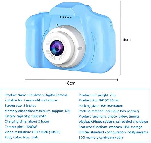 Дигитална Детска Камера Детски Роденденски Подарок ЗА Девојки Играчки 1080p 2 Инчен Мало Дете Пренослива Играчка за 3 4 5 6 7 8 9