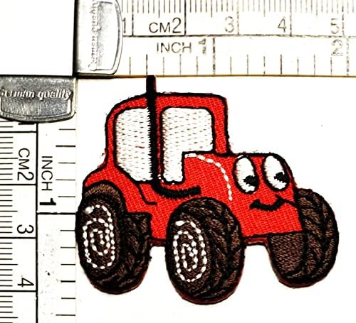 Кленплус 3 парчиња. Мини Црвен Трактор Лепенки Налепница Симпатична Играчка Автомобили Цртан Филм Вез Железо На Ткаенина АПЛИКАЦИЈА САМОСТОЈНО