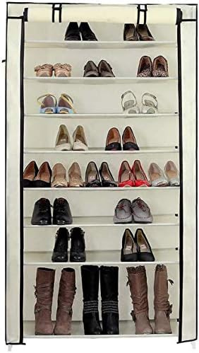 Решетката за чевли 10 нивоа чевли Организатор за складирање на кабинети со отвор за прашина од не -варена ткаенина, чувајте до 45 пара чевли