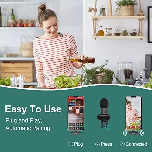 Epoya 2 пакет безжичен лавалиер лапел микрофон за iPhone iPad, безжични микрофони, безжичен микрофон за игра за снимање на iPhone,