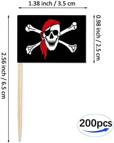 ЏБЦД Пират Џоли Роџер Чепкалка За Заби Знаме Со Црвена Бандана Мини Мали Кекси Топер Знамиња