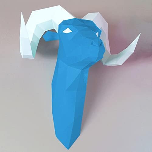 Глава за овци изглед рачно изработена хартија скулптура DIY хартија трофеј 3Д оригами загатка геометриска хартија модел креативна