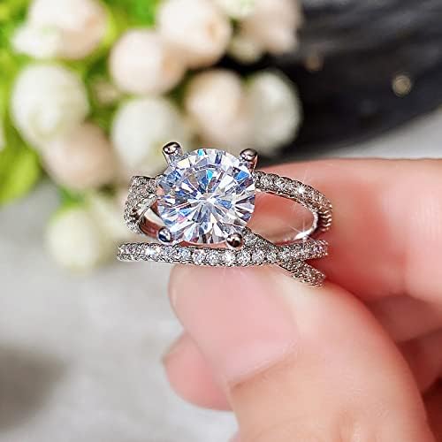 Бенд прстени за жени прстен со двоен слој со дијаманти за жени моден накит Популарни додатоци