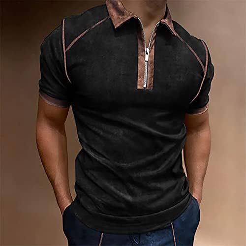 Машка лежерна удобна маица кошула за голф ретро боја на отворено улица кратки ракави со копче за печатење со копче надолу