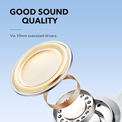 SoundCore од Anker Life P2i Вистински безжични ушни уши, повици за подобрена Ai-Hanced, возачи од 10 мм, 2 режими на EQ, 28ч