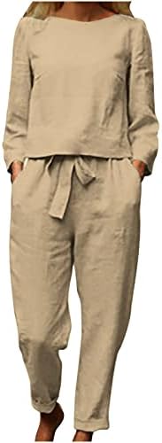 Тинејџерска девојка 2 парче права нога обични панталони поставува панталони поставува постелнина за салата џогер есен летни панталони