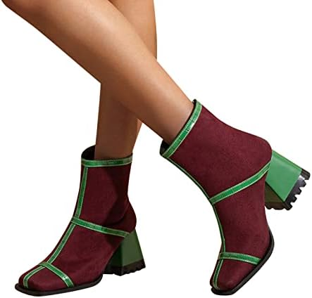 Fasdnendys високи пеколни чизми дами мода цврста боја стадо од задниот патент пети петици бујни чизми за високи потпетици чизми за жени со висока