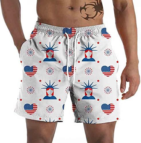 Брзи суви шорцеви за капење за капење мажи во лента за припишување на ленти за пливање, плус панталони за патриотски патеки за