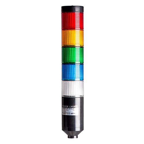 PTE-AF-5FF-RIGBC-B, LED кула светлина, 56мм црвена/жолта/зелена/сина/чиста боја 5 магацин модуларен, стабилен/блиц, столб за монтирање