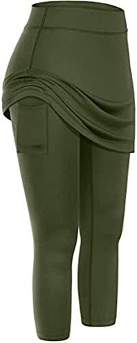 Иопко здолништа тениски нозе спортски еластичен каприс јога женски хеланки џебови здобиени јога панталони разгорени јога панталони
