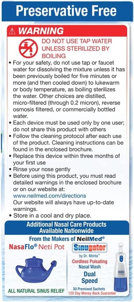 NeilMed синус исплакнете 100 пакети со сол преименувани за алергии и синус