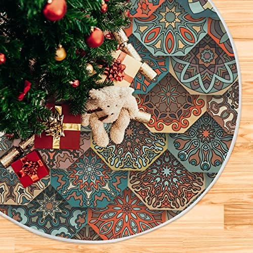 Оаренкол Бохо Мандала Мароканско Здолниште За Новогодишна Елка 36 инчен Етничка Геометрија Цвет Пејсли Божиќна Празнична Забава Декорации