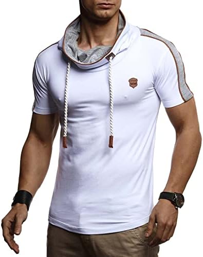 Обичен тенок тенок памучен маица со маж со мажјак на леиф Нелсон. Класичен стил на кратки ракави, стилски пријателски за кожата