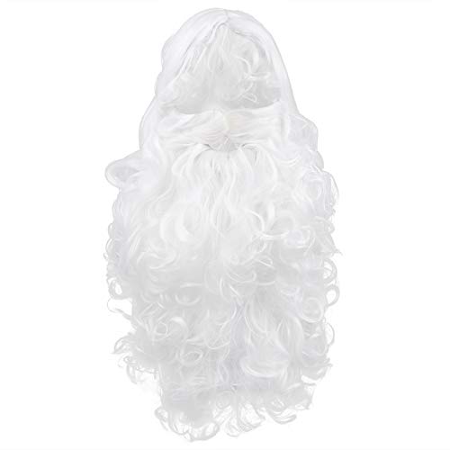Дедо Мраз костум 1 сет костумска забава за костуми, облечете се реквизити лажни санта брада перика за перика за перика за санта санта