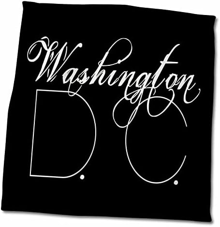 3drose Американски градови - Вашингтон Д.Ц. Бел текст на црна - крпи