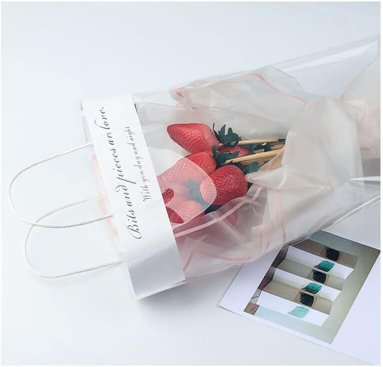 IMT-llc 10pcs торба преносна транспарентна торба цветни пластични пакувања чиста торба декорација на долги количини за цвеќарници-24572
