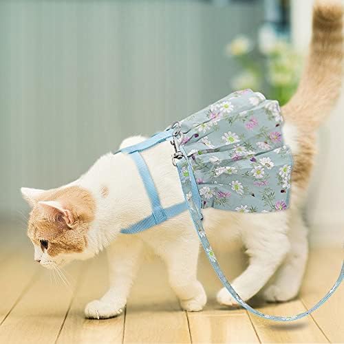 DHDM симпатични мали кучиња мачки за прицврстување поводник за цветно печатено милениче за миленичиња елек летен фустан облека