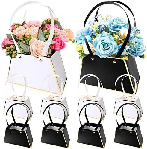 8 парчиња тотални цветни кеси за букет завиткување преносни свадбени торбички за занаетчиска хартија торба со рачка водоотпорна празна