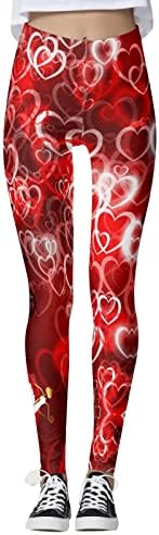 Iius Valentines Heigh Rise Healgings за жени срцеви печатени јога хеланки ултра мека четкана атлетска салата за теретани