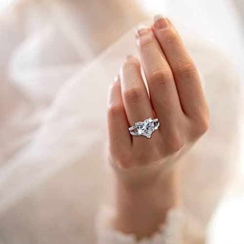 2023 година Нов нов вкоренет дијамантски прстен во форма на срце модерен европски и женски прстен класичен обетки темперамент слатка светлина